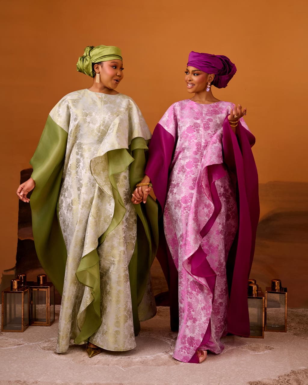 Zayn Jacquard Gown in Sage Green — Sage Green — angle 5