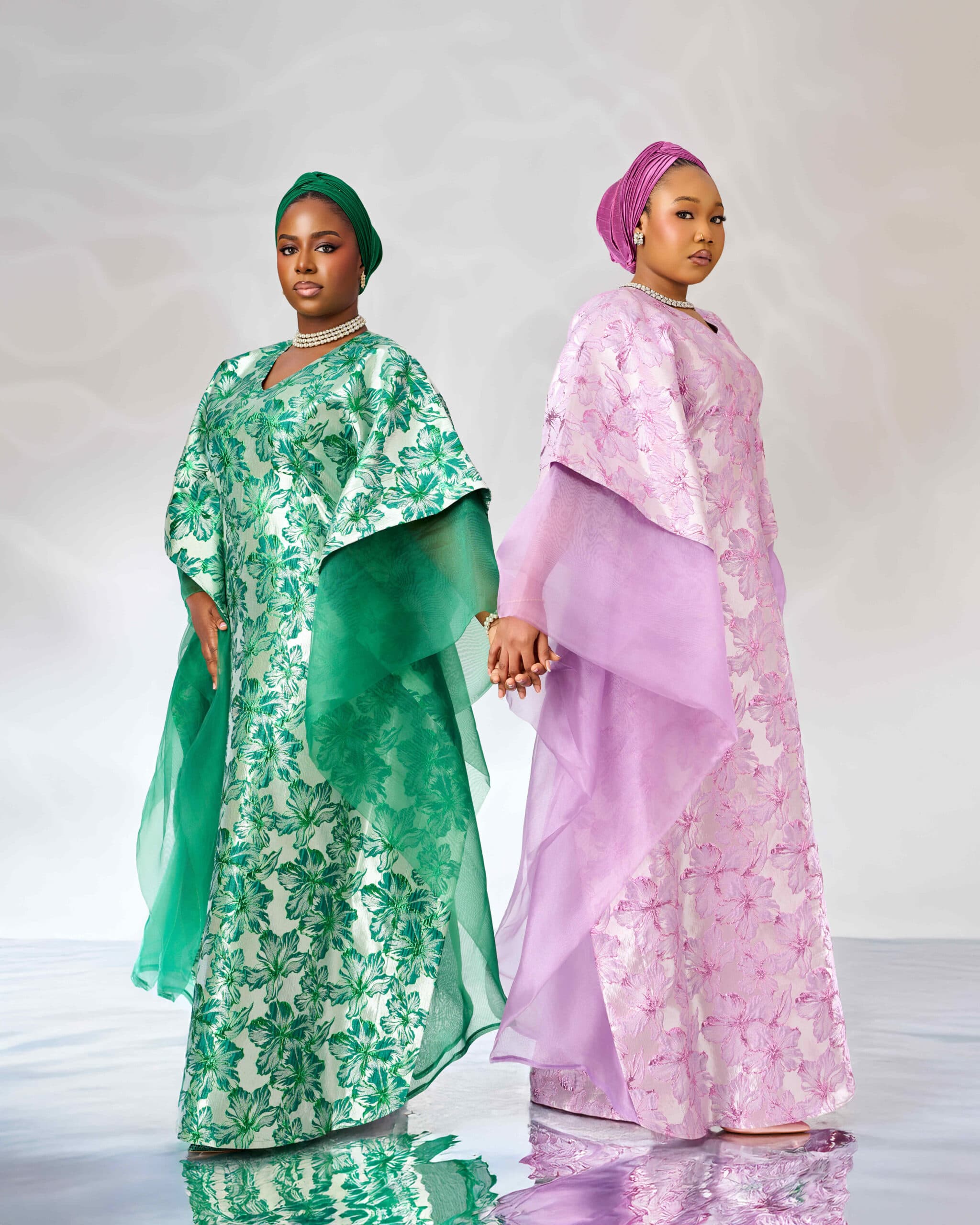 Brocade organza boubou, Lilac, angle 3