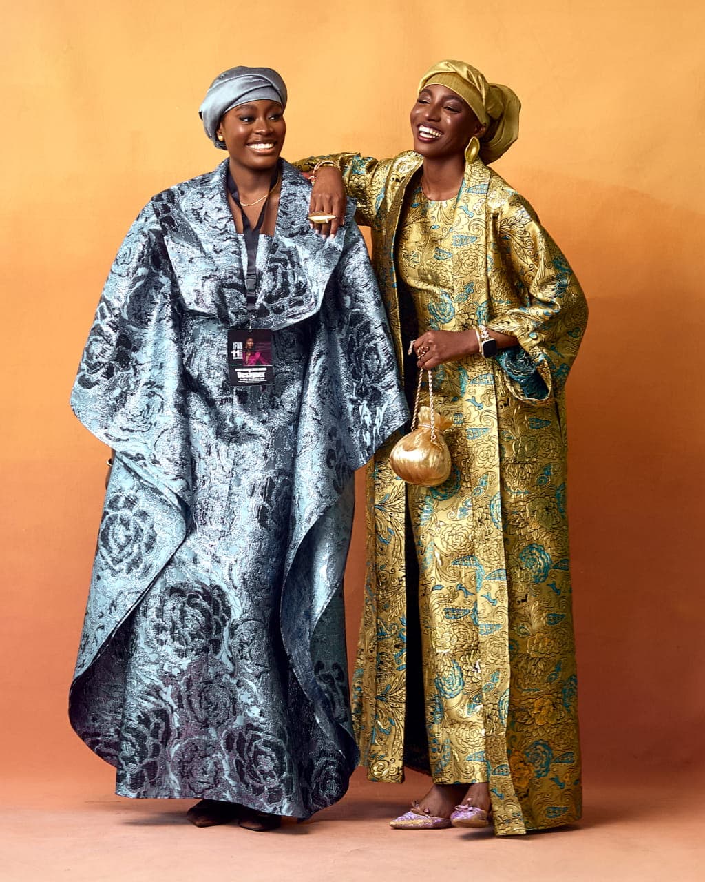 Jara Brocade Jacket Inner and Gown, Gold, angle 5
