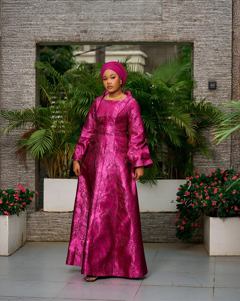 Sadau Magneta Kaftan Dress, Magenta, angle 5