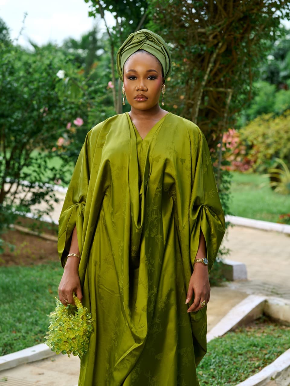 The Olive Cowl dress, Olive, angle 1