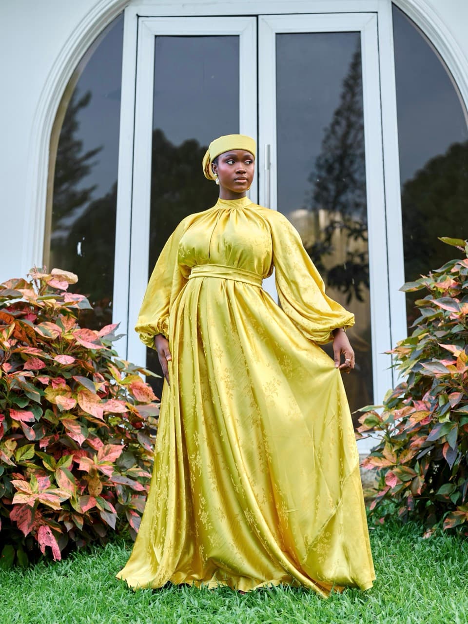 The Deejah Maxi Dress, Mustard Yellow & Peach, angle 7
