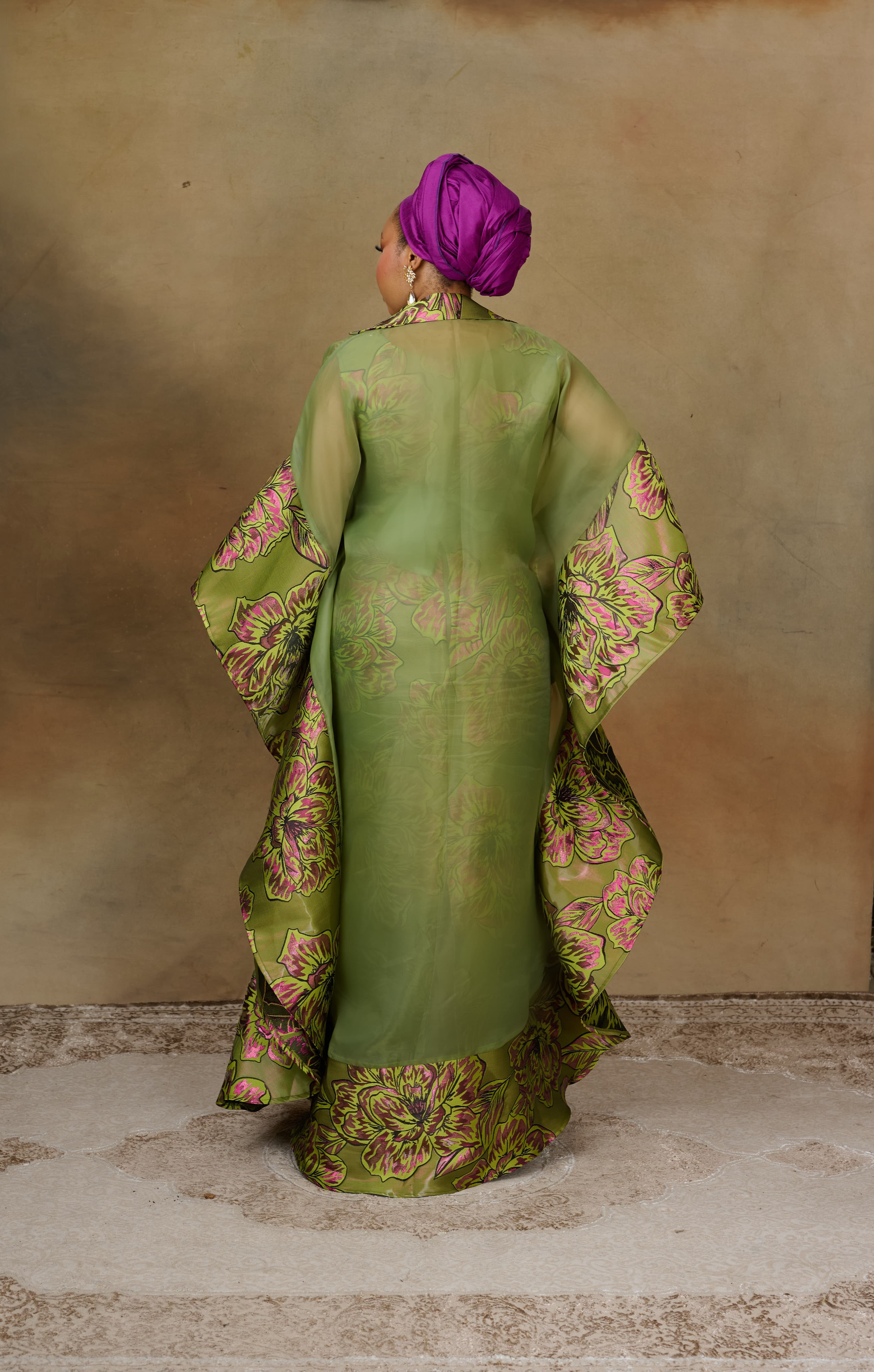 The Saana Didi Brocade Set, Olive/Magenta, angle 2