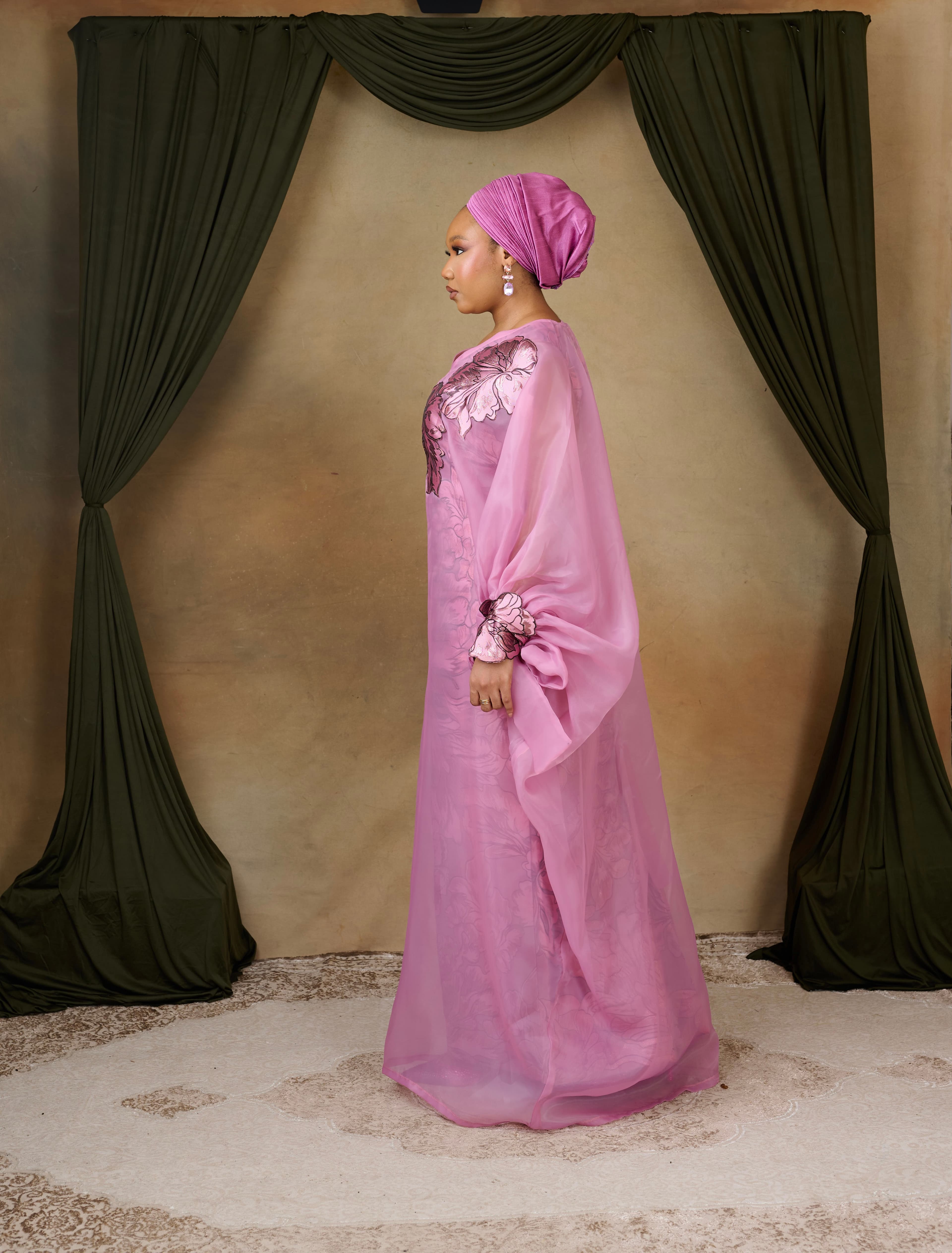 The Ayo Brocade Bubu Set, Onion Purple, angle 4