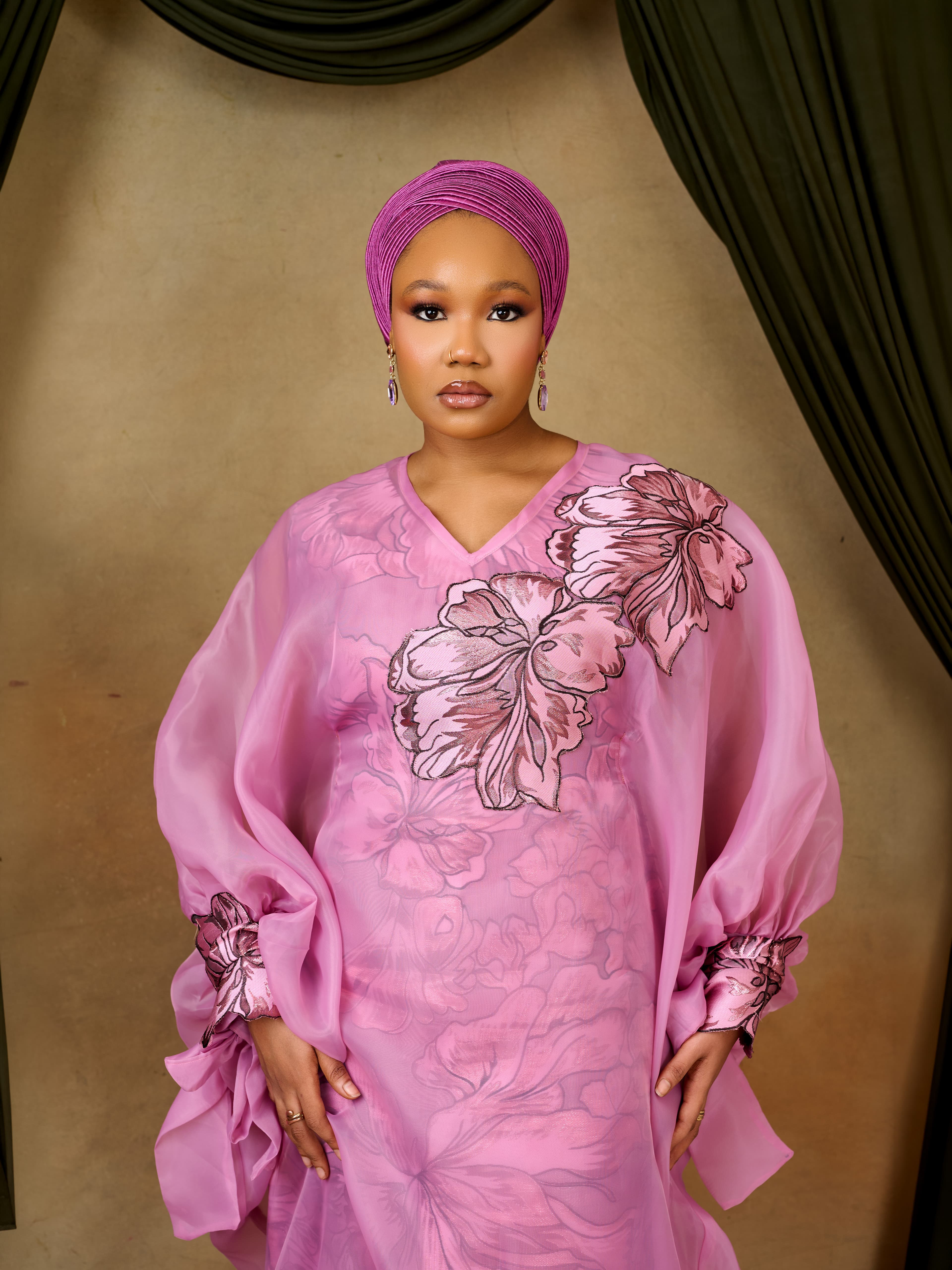 The Ayo Brocade Bubu Set, Onion Purple, angle 3