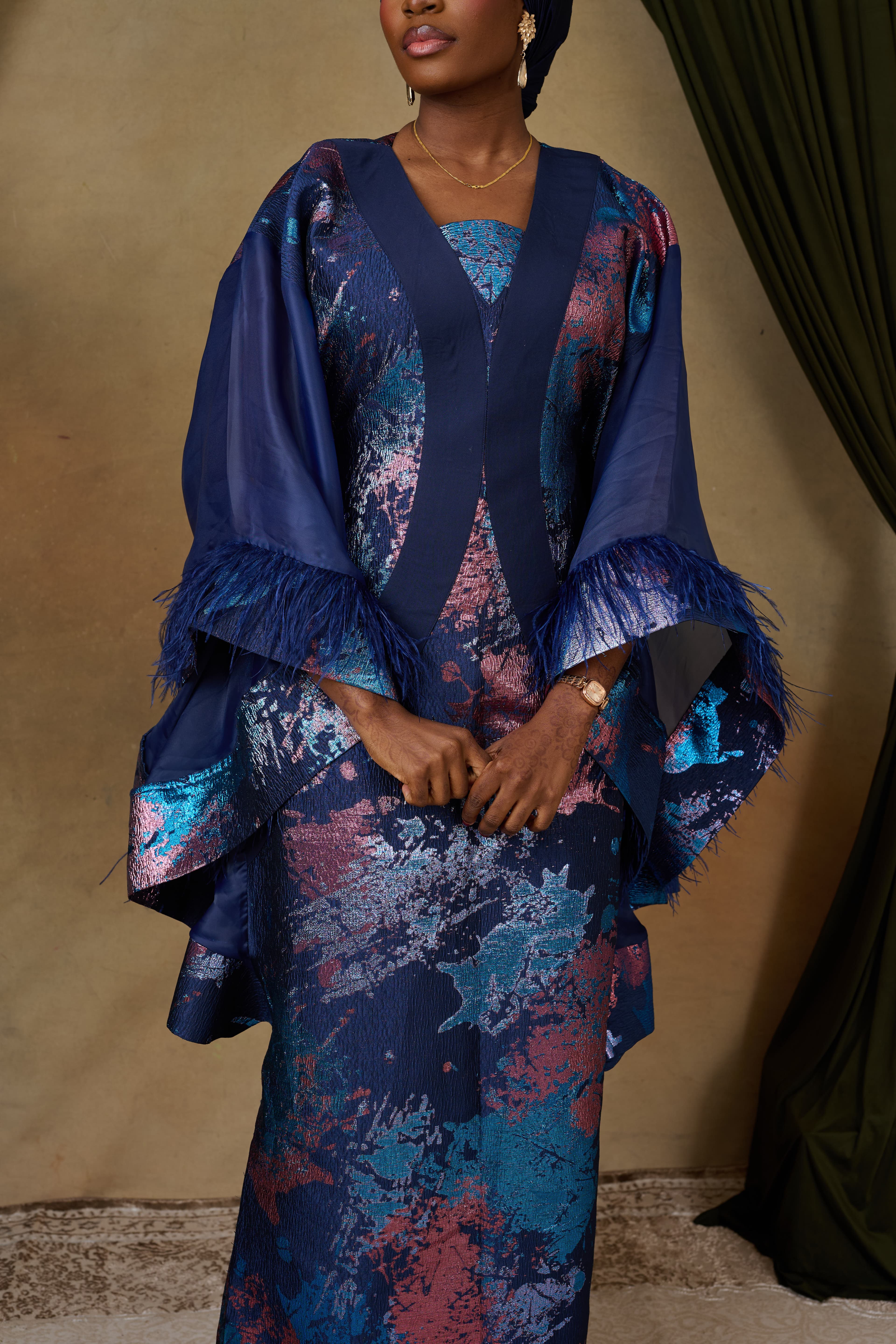 The Idara Bubu Dress, Navy, angle 4
